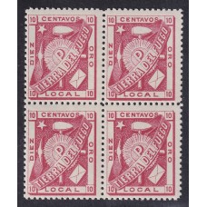 ARGENTINA TIERRA DEL FUEGO GJ 1A CORREO PRIVADO POPPER CUADRO NUEVO DE ESTAMPILLAS MINT U$ 60